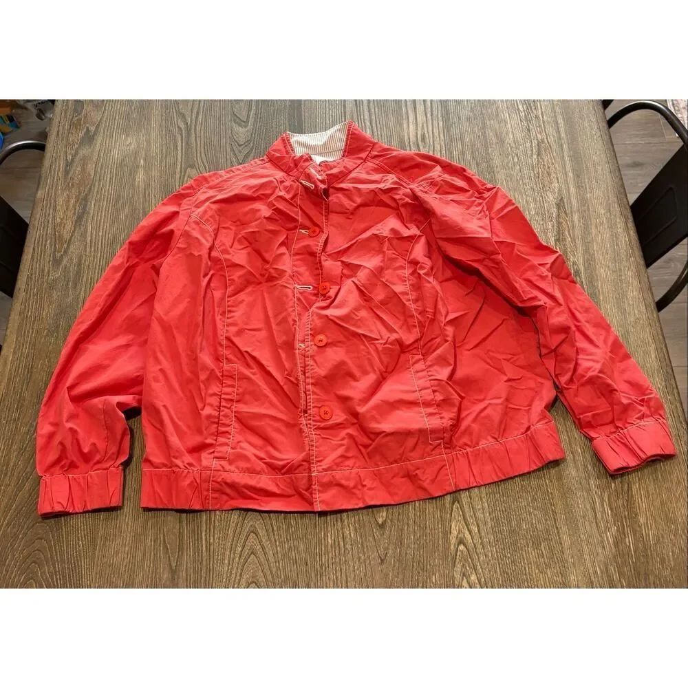 Liz Claiborne Womens Cotton Lined Light Button Front Jacket Coral Pink Size M